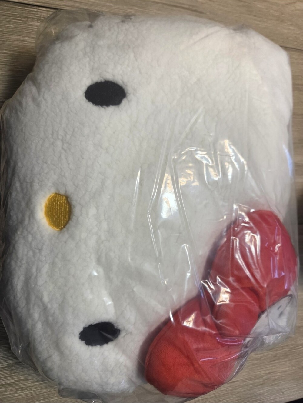 Plush White Hello Kitty Face Throw Pillow with Red Bow